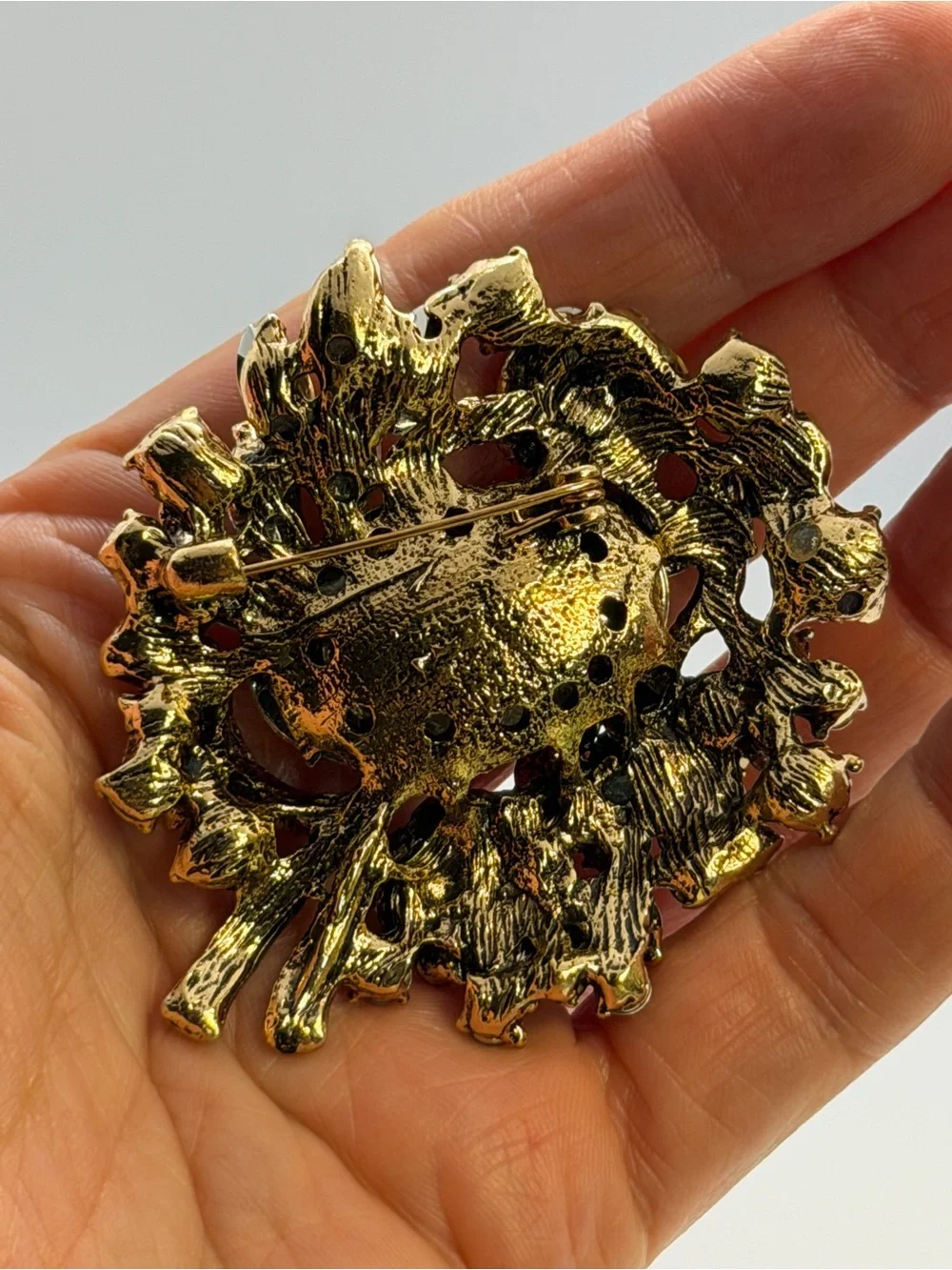Bold Pink Crystal Statement Brooch - Multicolor Floral Design